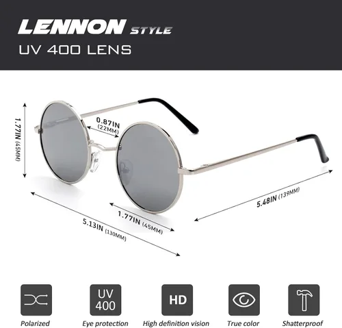 Vista 4 de CGID Gafas de sol unisex polarizadas redondas E01 Lennon