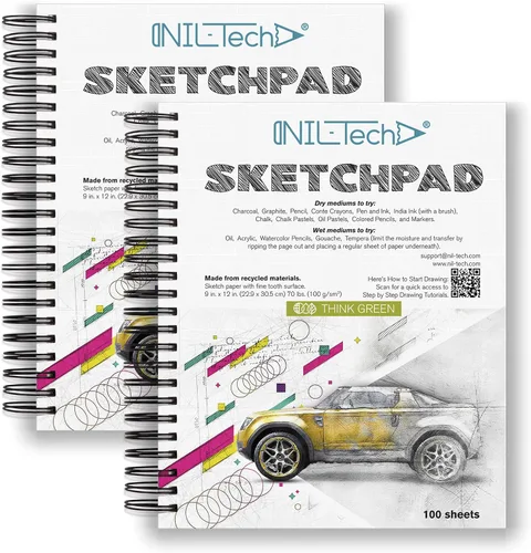Vista 9 de 70 hojas de cuaderno de bocetos bronceado de alta calidad, 9 x 12 pulgadas, bloc de papel de dibujo encuadernado en espiral para bolígrafos de gel