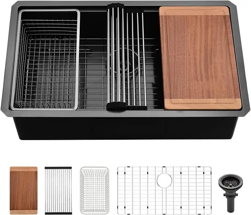 Vista 14 de Fregadero de Barra Negro de 10 Pulgadas Bajo Encimera-VASOYO 10x18 Fregadero de Barra Húmeda Bajo Encimera Pequeños Fregaderos de Cocina para RV