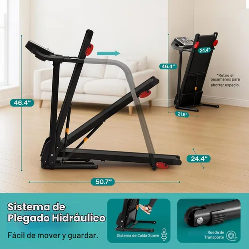 Vista 5 de SereneLife Máquina de ejercicios eléctrica plegable para caminadora – Entrenador de fitness digital compacto inteligente con sincronización