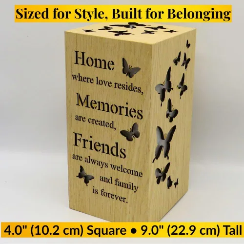Vista 4 de Letrero decorativo de mariposa – Regalo para amigos de la familia para el hogar, • Cita de madera inspiradora para repisa, entrada o mesa de cocina