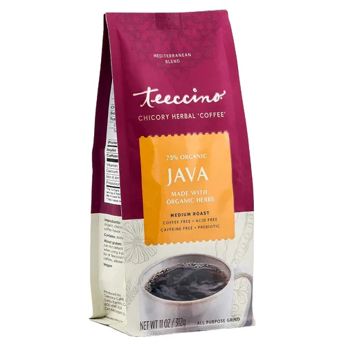 Vista 4 de Teeccino Paquete variado de café de hierbas, avellana, moca y java, café de hierbas molido que es prebiótico, sin cafeína y sin ácidos, tostado