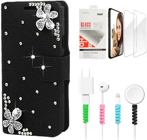 Vista 8 de Bling SSBLDwSPCPSeries-13 - Funda de piel con tapa y protector de pantalla y cable