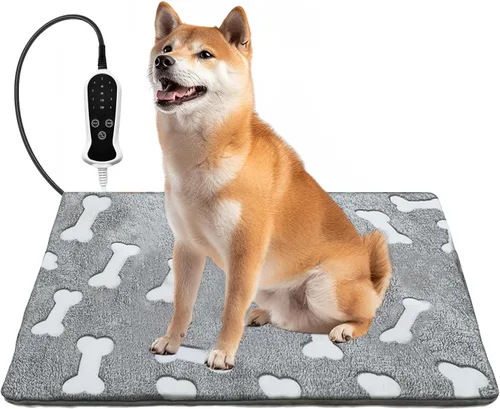 Vista 16 de Almohadilla térmica para mascotas para perro, 9 ajustes de tiempo y tubo protector de metal, añade calentamiento de cuerda de alambre, viene