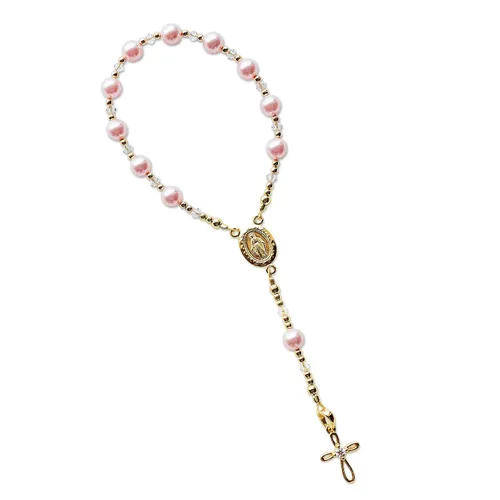 Vista 11 de Precious Pieces Rosario azul de plata de ley regalo de bautismo para bebés niños