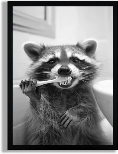 Vista 20 de SYWENNOI Arte de Pared en Lienzo Enmarcado en Blanco y Negro para Baño, Divertido Gato Negro Sentado en el Inodoro Leyendo Periódico Decoración
