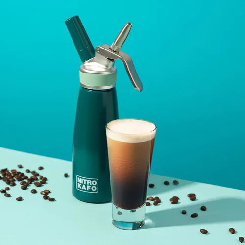 Vista 6 de Cafetera Nitro de 0.5 L, cafetera de aluminio nitro con boquilla especial de nitro difusor y cafetera fría para hacer nitro cerveza fría, 1