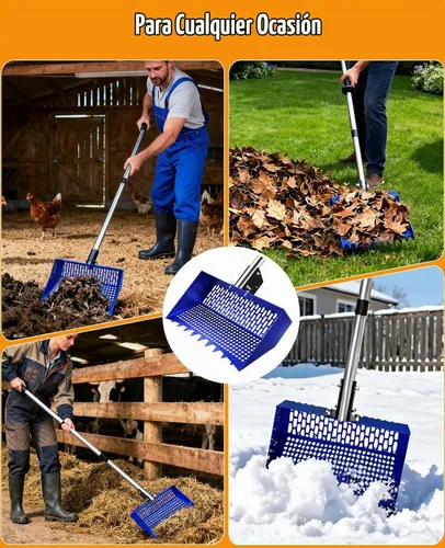 Vista 9 de INNOLAND Chicken Poop Scooper & Rake with 3-Angle Adjustable Sifting Shovel