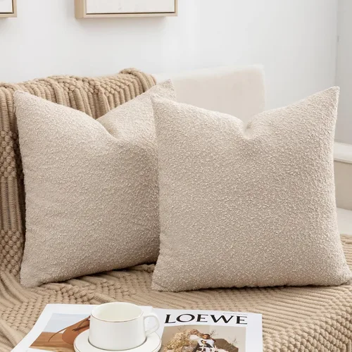Vista 2 de Juego de 2 fundas de almohada neutras para otoño, 18 x 18 pulgadas, color beige, para cama, almohadas decorativas para sofá