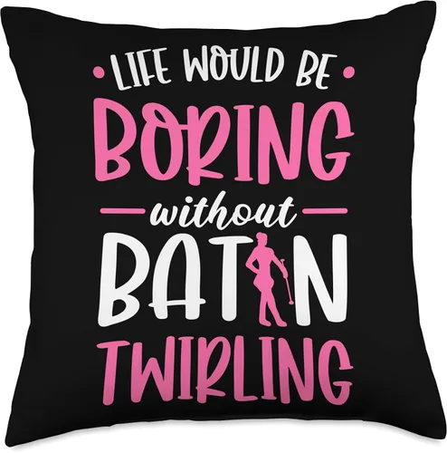 Vista 4 de Majorette & Baton Twirler Shirts & Merch Gymnastic Cheerleader Majorette Baton Twirlers Throw Pillow, 16x16, Multicolor