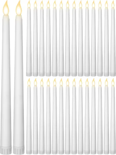 Vista 14 de Retisee 30 velas LED sin llama de 11 pulgadas, a granel, funciona con pilas, velas LED parpadeantes para decoración de San Valentín, cumpleaños