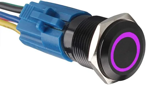 Vista 10 de Conexión a corriente con interruptor a botón con luz LED E Support™ de metal con forma ojo de ángel para autos de 16 mm 12V 3A, Verde Angel Eye