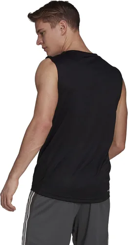 Vista 2 de adidas Camiseta sin mangas para hombre Aeroready diseñada 2 Move Sport con 3 rayas