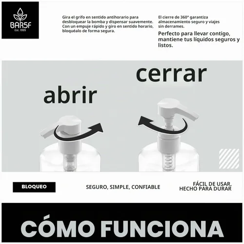 Vista 3 de Bar5F Botellas de loción de plástico con bombas blancas y negras, 16 onzas