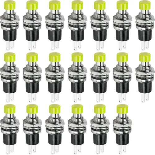 Vista 8 de Ampper Mini interruptores momentáneos de botón, 2 pines de encendido y apagado 1A, 250 V, CA, 0.276 in, redondo, SPST, interruptor de botón Negro