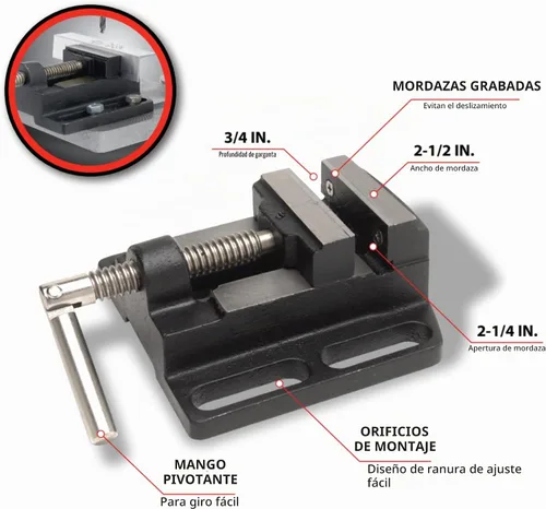 Vista 2 de Performance Tool W3939 Prensa de Taladro Resistente de 2-1/2" - Sujeta con Seguridad las Piezas de Trabajo para una Perforación Precisa