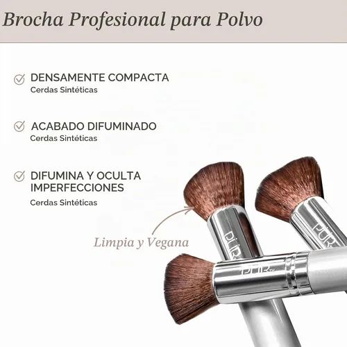 Vista 2 de PÜR MINERALS Cepillo de cincel, cepillo de maquillaje de parte superior plana, sintético, cerdas libres de crueldad, 1 unidad