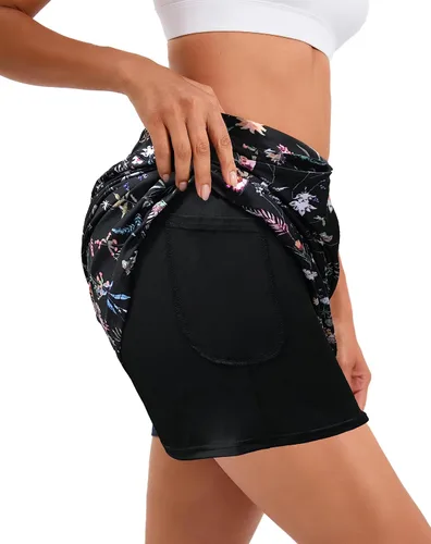 Vista 2 de Oyamiki - Falda pantalón deportiva para mujer, diseño ligero ideal para tenis, correr, entrenamiento, deporte y golf