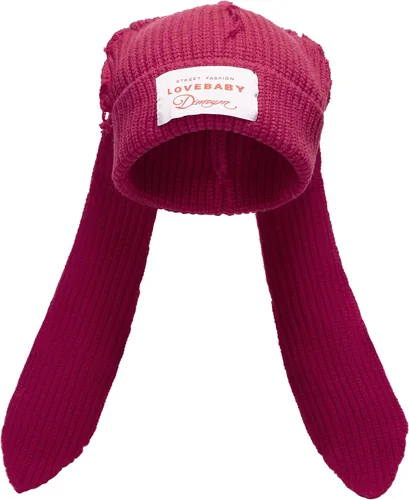 Vista 11 de Gorro de punto con orejas largas de conejo, gorro divertido de invierno, gorro cálido de punto de conejo de ganchillo para exteriores