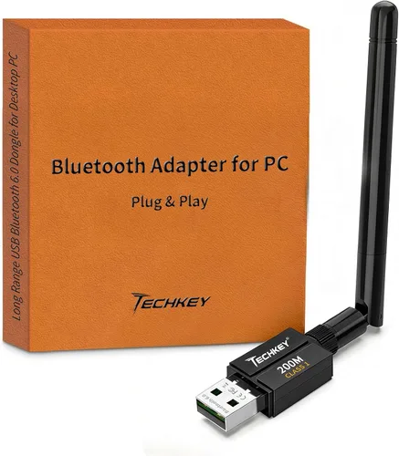 Vista 14 de Adaptador USB Bluetooth 5.1 para PC de escritorio: dongle inalámbrico de largo alcance de 300 pies con antena de 5dBi Plug & Play para portátil Negro
