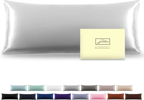 Vista 43 de Funda de almohada de seda para cabello y piel, suave, transpirable y resistente, funda de almohada de seda de tamaño Queen, fundas de almohada