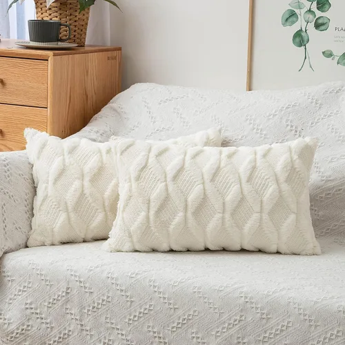 Vista 14 de MIULEE juego de 2 fundas de almohada de lana sintética, bordadas, para sillón, sofá, dormitorio, auto, fundas decorativas