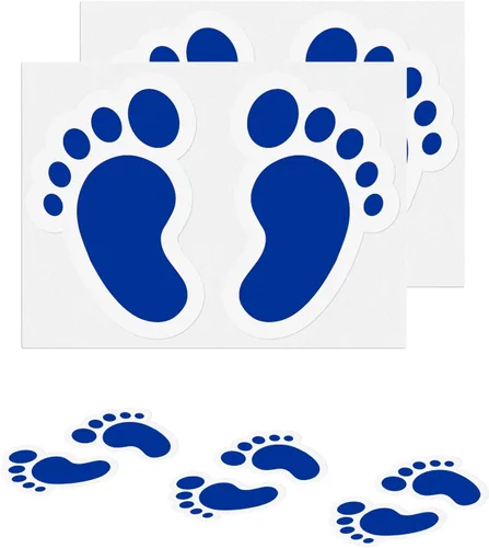 Vista 9 de 20 pares de calcomanías de huellas negras de 3 x 7 pulgadas, vinilo autoadhesivo para zapatos, decoración de pies a distancia, impermeable