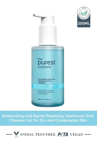 Vista 2 de The Purest Solutions Limpiador facial suave hidratante (0.5% ácido hialurónico y 0.5% ceramida PCA de sodio) – Limpiador exfoliante de ácido