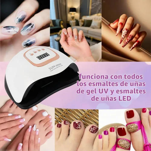Vista 6 de Lámpara de uñas LED UV con 81 cuentas, lámparas de curado de uñas de 380 W para esmalte de gel con sensor automático/4 ajustes de temporizador