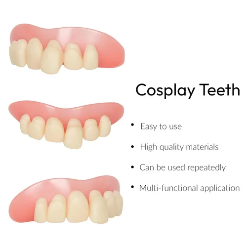 Vista 2 de Yan Dream Dientes falsos de Halloween, accesorios divertidos para disfraz de fiesta de cosplay