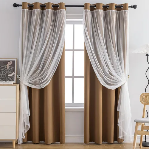 Vista 23 de Anytime Cortinas opacas y transparentes para ventana, par de paneles de cortinas lisas con ojales en la parte superior, 35 pulgadas de ancho x 63