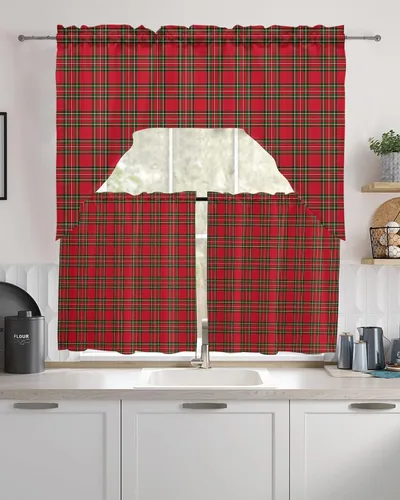 Vista 12 de Cenefa de árbol de copo de nieve, cenefa con dobladillo para barra, paneles de cortina para dormitorio, sala de estar, baño, cafetería, ventanas