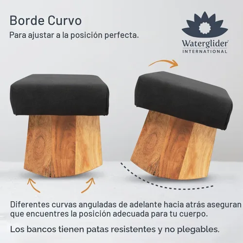 Vista 3 de Banco de meditación- madera de acacia, Rojo Borgoña