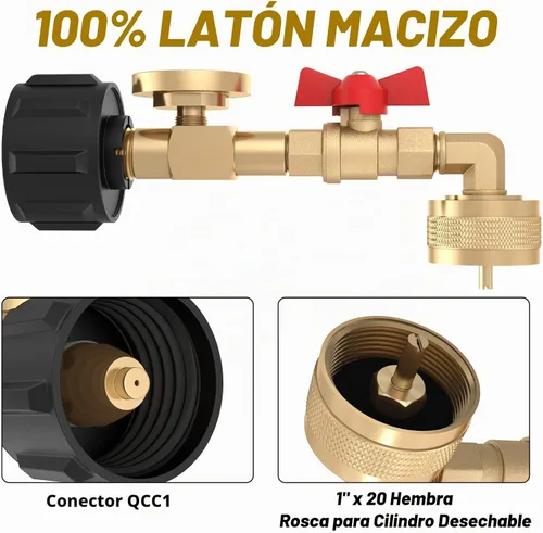 Vista 6 de GardenNow QCC1 Adaptador de codo de repuesto de propano con medidor de tanque de propano Adaptador de presión de recarga de propano de 90 grados