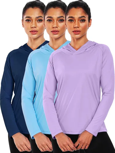 Vista 13 de NELEUS - Camisetas de protección solar para mujer, para correr, atléticas, con capucha, para el entrenamiento