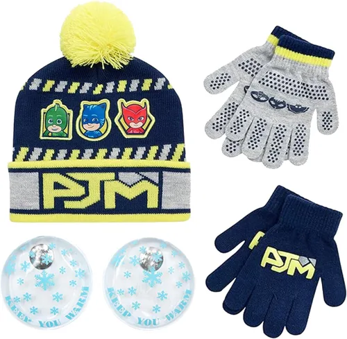 Vista 19 de PJ Masks Conjunto de gorro de invierno y 2 pares de guantes o mitones (edad 2-7)