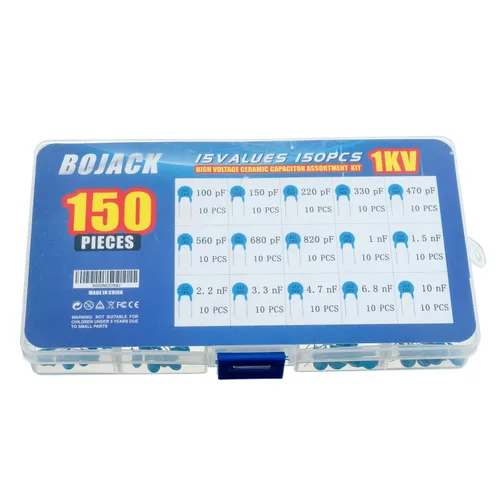 Vista 3 de BOJACK 15 Valores 150 piezas 1KV / 100 pF a 10 nF alta tensión DIP cerámica kit surtido