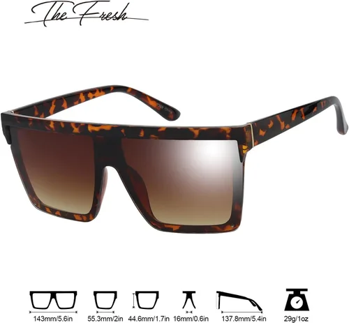 Vista 2 de The Fresh Gafas de sol cuadradas de una pieza con parte superior plana, lentes siameses
