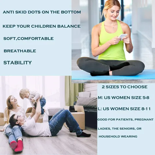 Vista 3 de ELUTONG Calcetines antideslizantes para yoga pilates 4 pares de calcetines adhesivos de ballet entrenamiento hospital para mujer