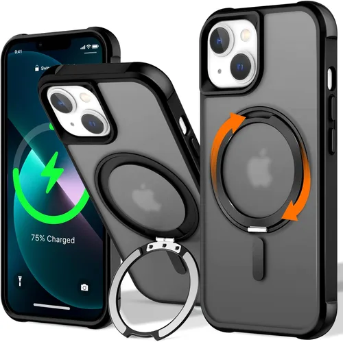 Vista 123 de UMIONE - Funda con diseño de anillo magnético giratorio de 360° para iPhone 11, soporte de bucle invisible integrado, compatible con Magsafe, funda