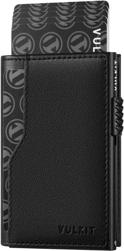 Vista 9 de Cartera con tarjetero VULKIT con bloqueo RFID, diseño minimalista, con ventanas dobles para identificación, cartera desplegable para 12 tarjetas