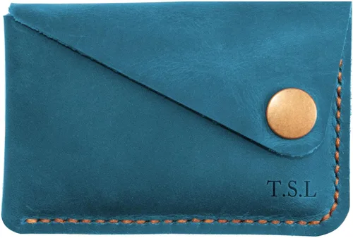 Vista 7 de Cartera de cuero personalizada, billetera delgada, billetera de cuero, billetera mínima, billetera de bolsillo frontal, tarjetero de crédito