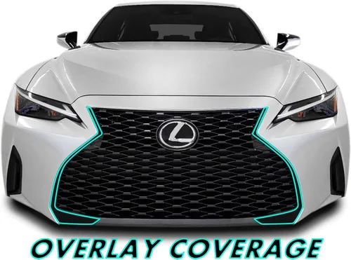 Vista 2 de SlickMod Revestimiento de Vinilo Blackout Chrome Delete para Acabado de Parrilla Frontal de Lexus IS 2021-2022 (Negro Brillante)
