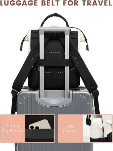 Vista 6 de LOVEVOOK Mochila de moda para mujer, Beige-negro-marrón, Elegante