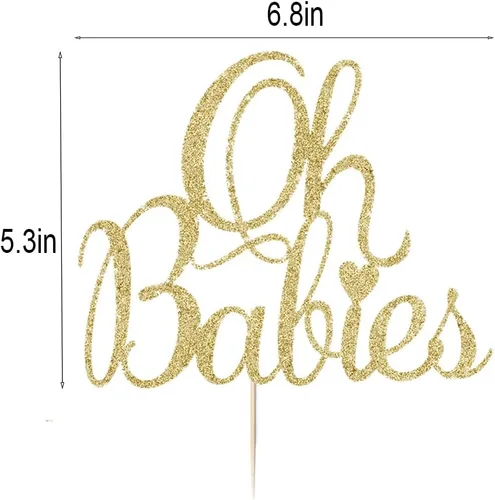Vista 2 de Oh Babies - Decoración para tartas para gemelos, baby shower, revelación de género para niños y niñas, bebés de 6 meses, suministros de decoración