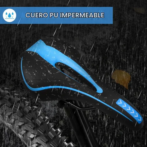 Vista 4 de MSDADA Asiento de bicicleta de gel, cómodo sillín de bicicleta con cojín suave acolchado para hombres, mujeres, niños, impermeable, montaña Azul