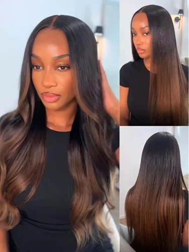 Vista 2 de UNICE Yaki - Pelucas de cabello humano lacio con encaje frontal 13x4, con cordón, Pre-Todo, sin pegamento, peluca de cabello humano frontal