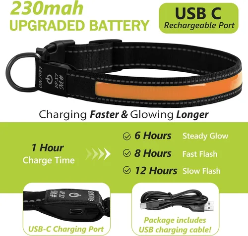 Vista 3 de Collares de perro iluminados recargables, collar de perro que brilla en la oscuridad, impermeable, collares de perro con luces LED intermitentes