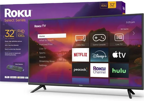 Vista 3 de Roku Paquete de Smart TV Full HD de 32 pulgadas, pantalla LED de 1080p, audio Dolby, funciona con Alexa, control remoto de voz, modo Bluetooth