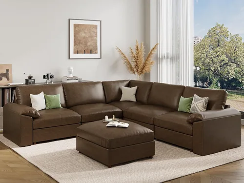 Vista 96 de EASE MOOSE Sofá modular seccional, sofá en forma de U para sala de estar Beige
